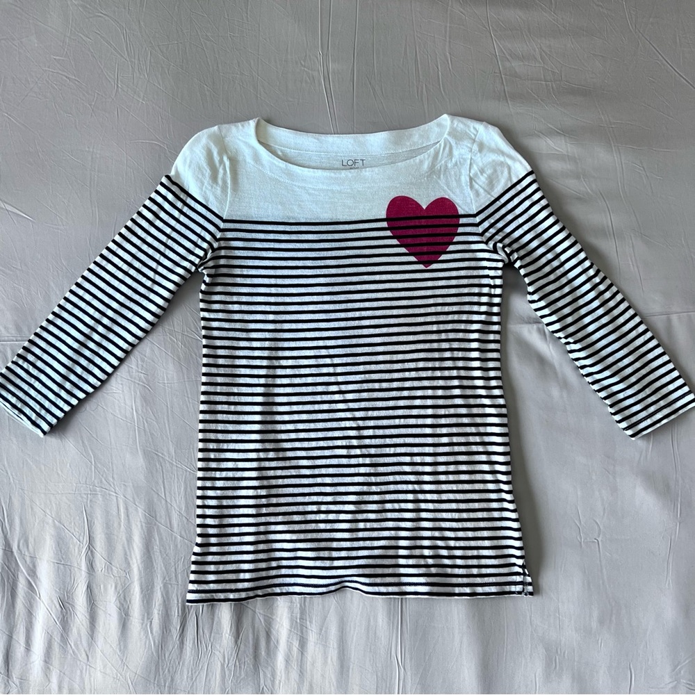 Loft Striped Heart Shirt
